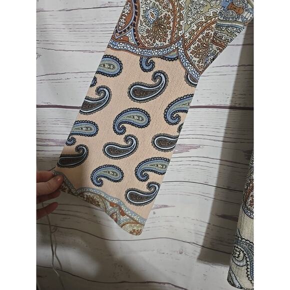 One World Blue Paisley Relaxed Long Sleeve Boho Peasant Top Womans Plus Size 2X - Picture 4 of 6